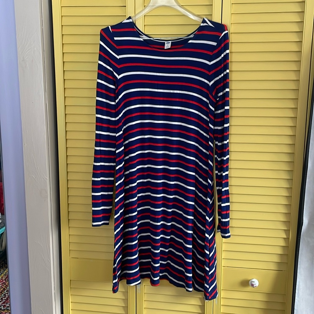 Like new old navy tall jersey striped skater dress